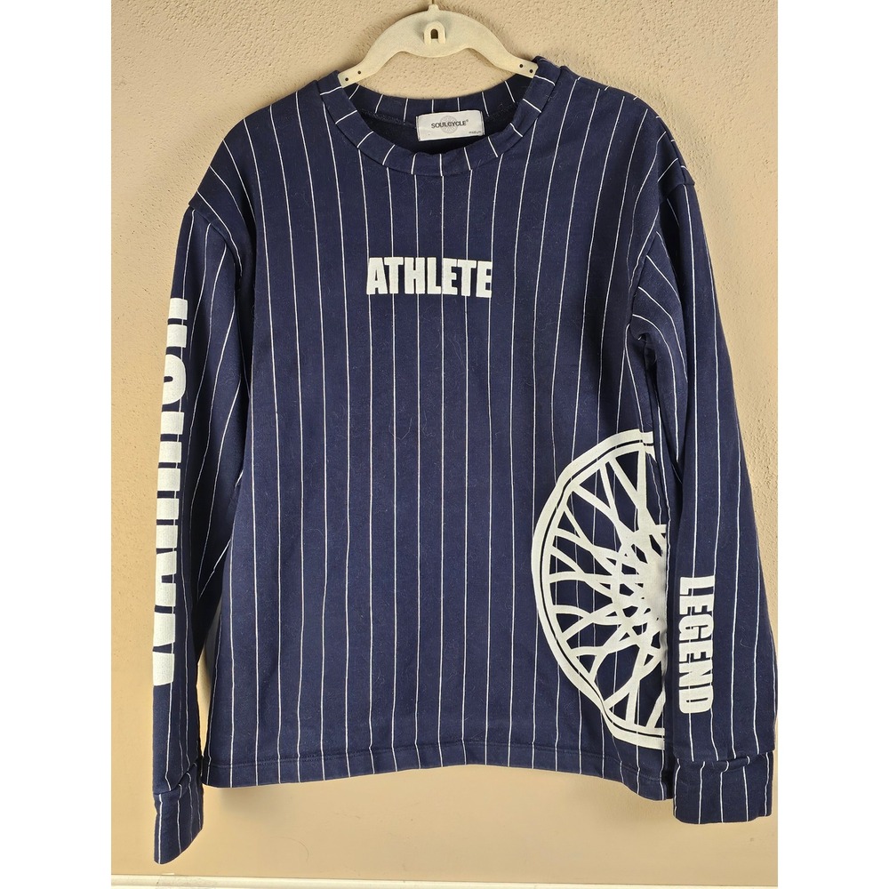 Soulcycle Mens Blue White Striped Warrior Athlete Long Sleeve Top‎ Medium
